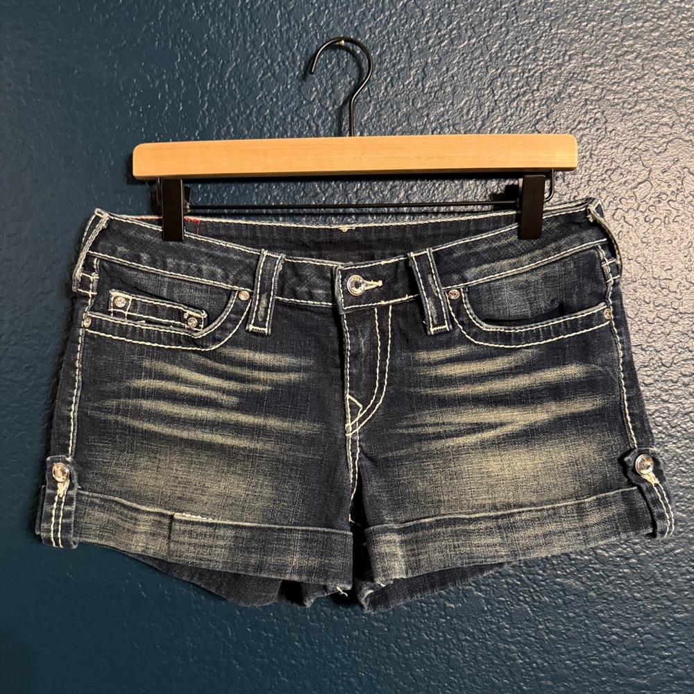 True Religion Denim Women's Shorts with Rhinestone Buttons